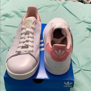 Adidas Stan Smith Pink with Lime Green Sz 7 1/2